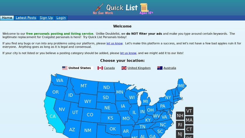 Quick List Personals Landing Page