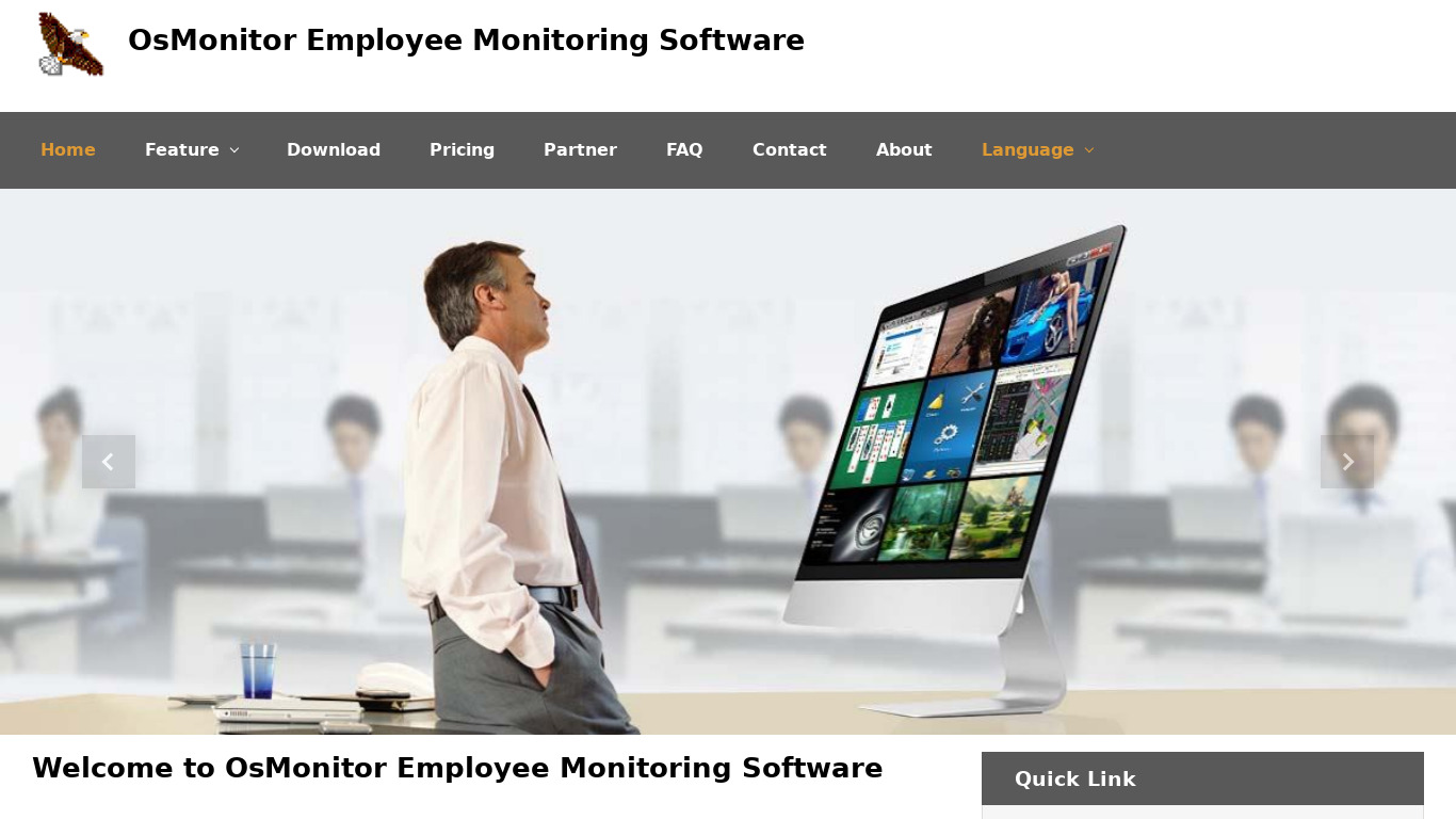 OsMonitor Employee Monitoring Software Landing page