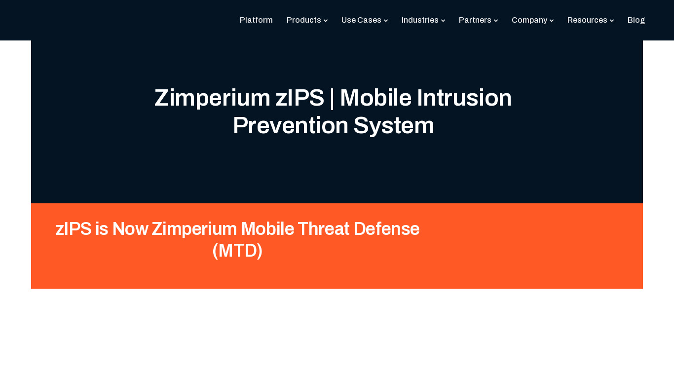 zIPS Protection Landing page