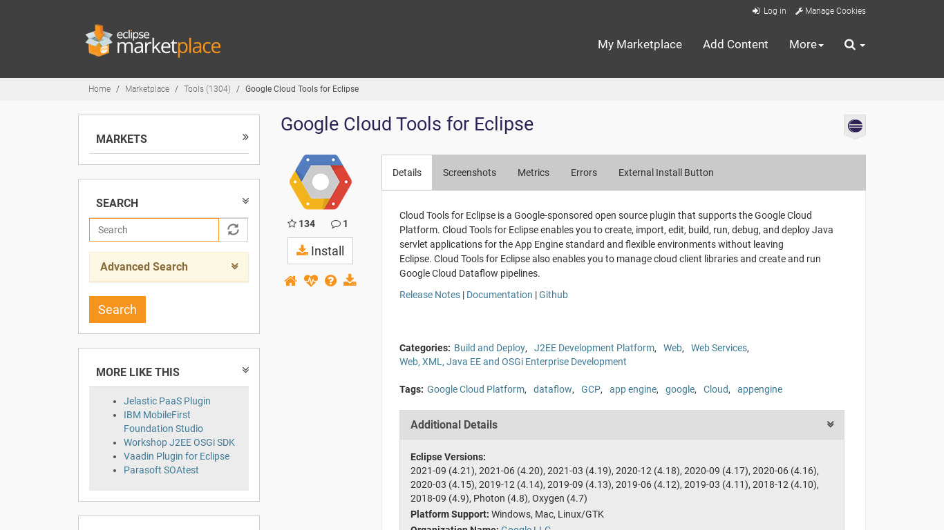 Cloud Tools for Eclipse Landing page