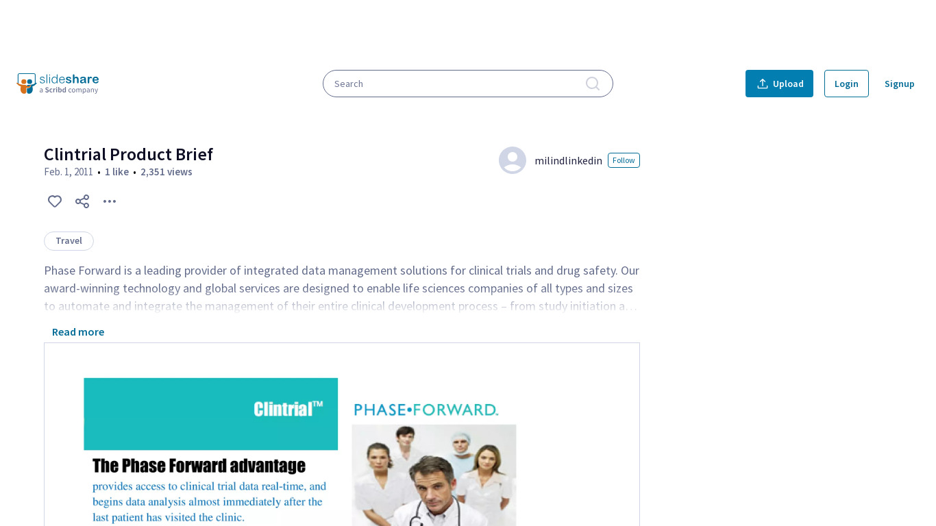 Phase Forward Clintrial Landing page