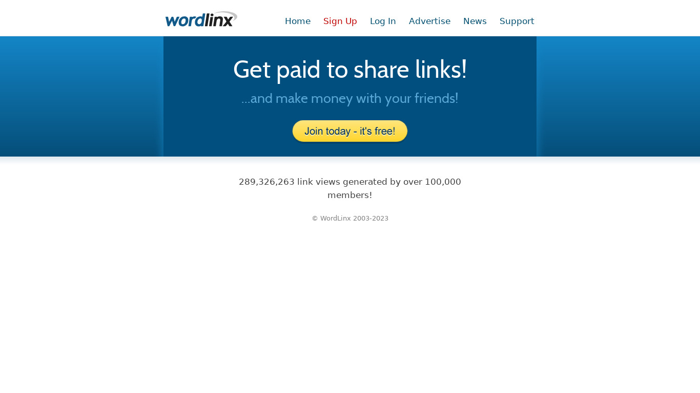 WordLinx Landing page