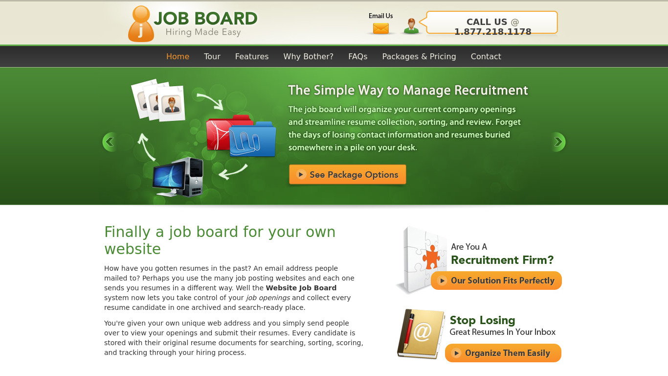 Website Job Board Landing page