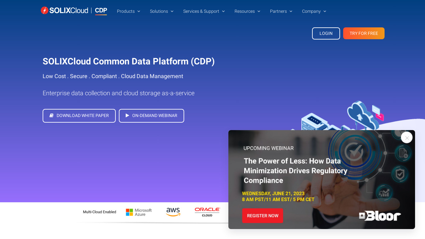 Solix Common Data Platform Landing page