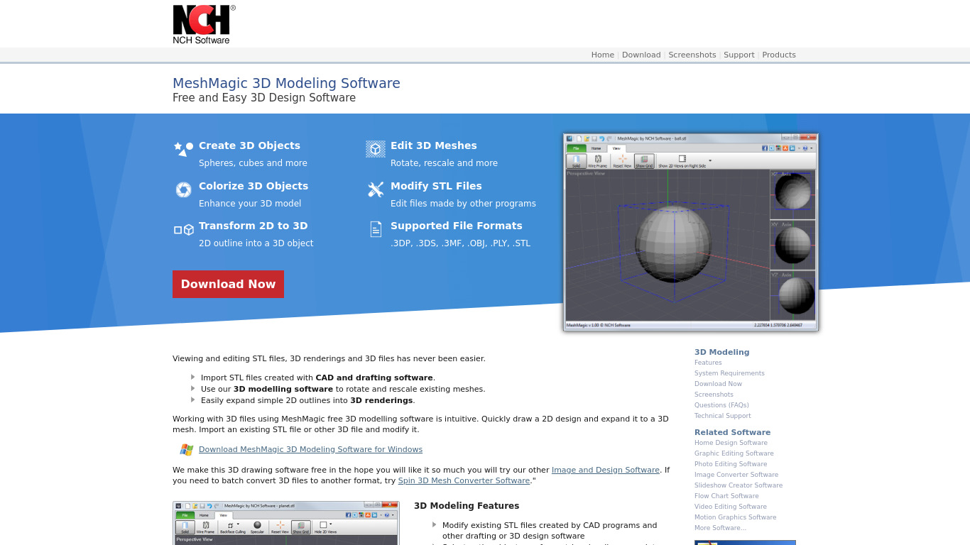 MeshMagic 3D Modeling Software Landing page