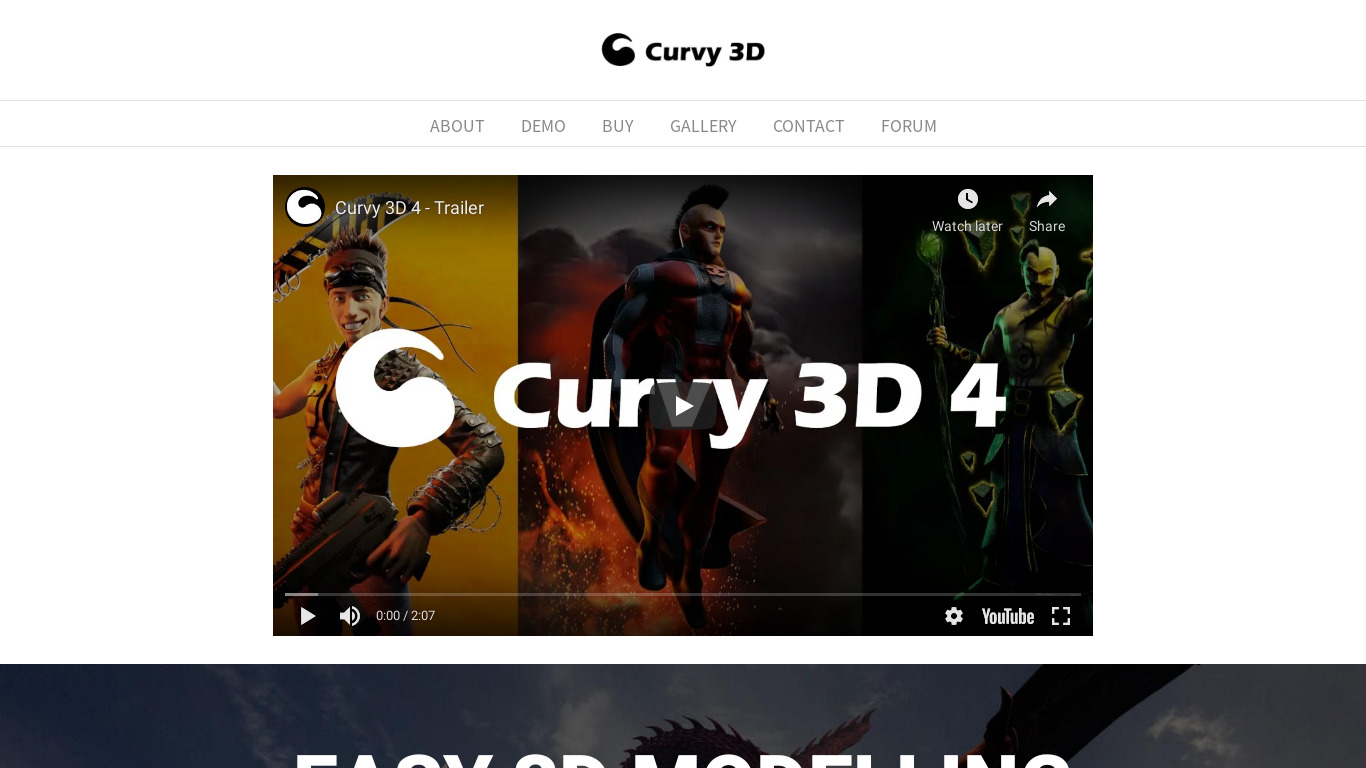 Aartform Curvy 3D Landing page