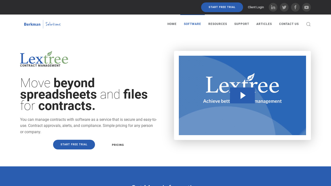 Berkman Lextree Contract Management Landing page