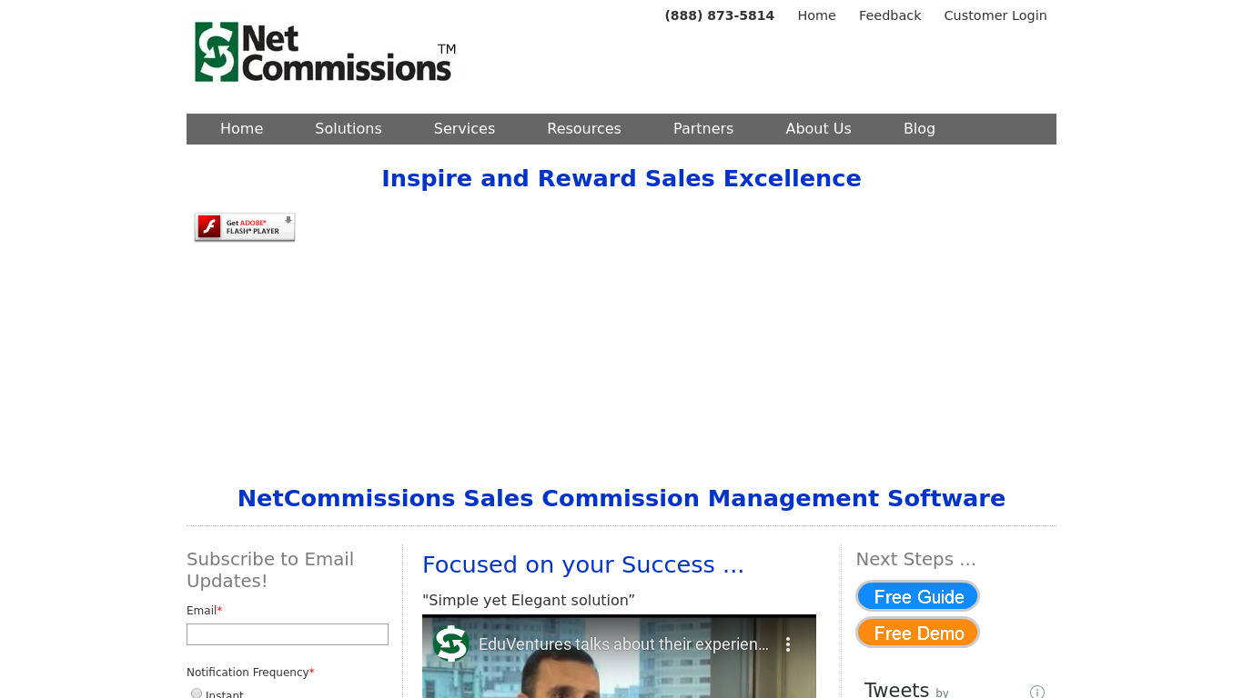 NetCommissions Landing page