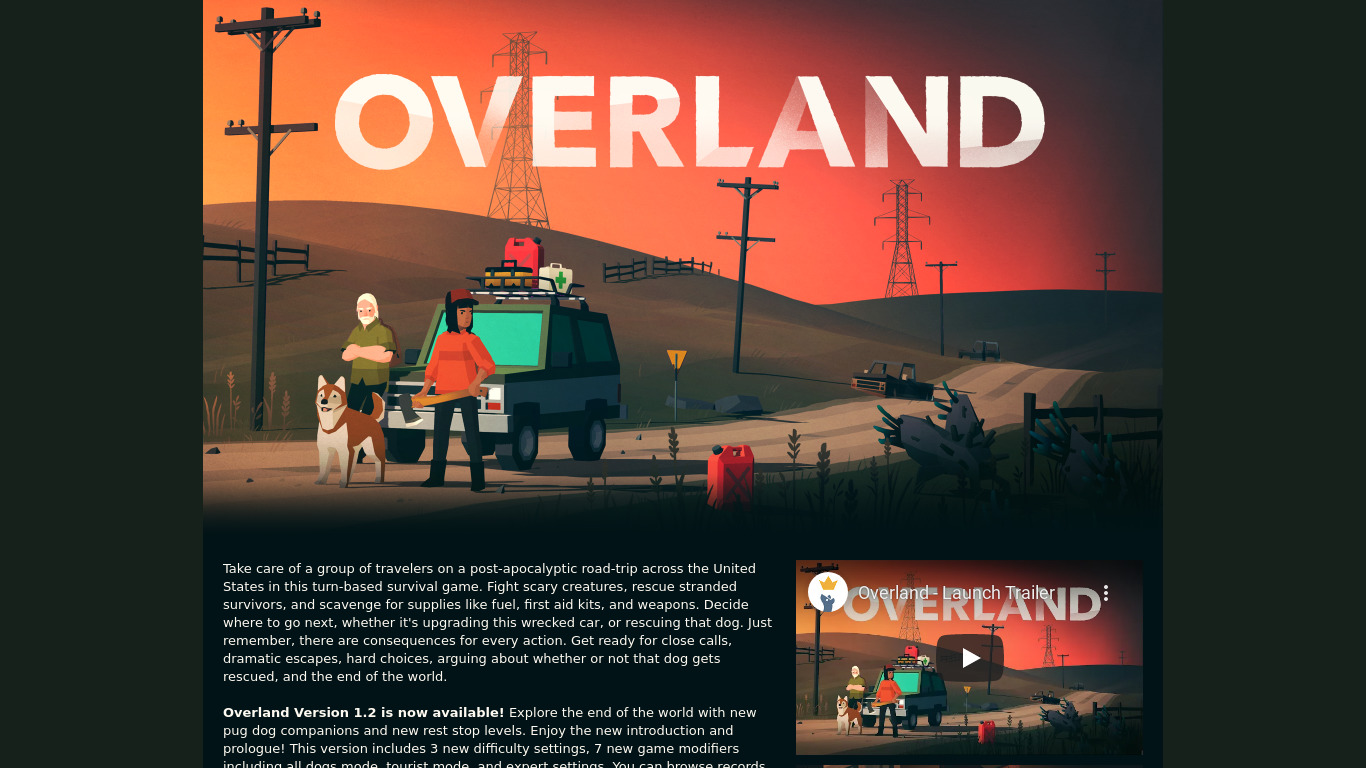 Overland Landing page