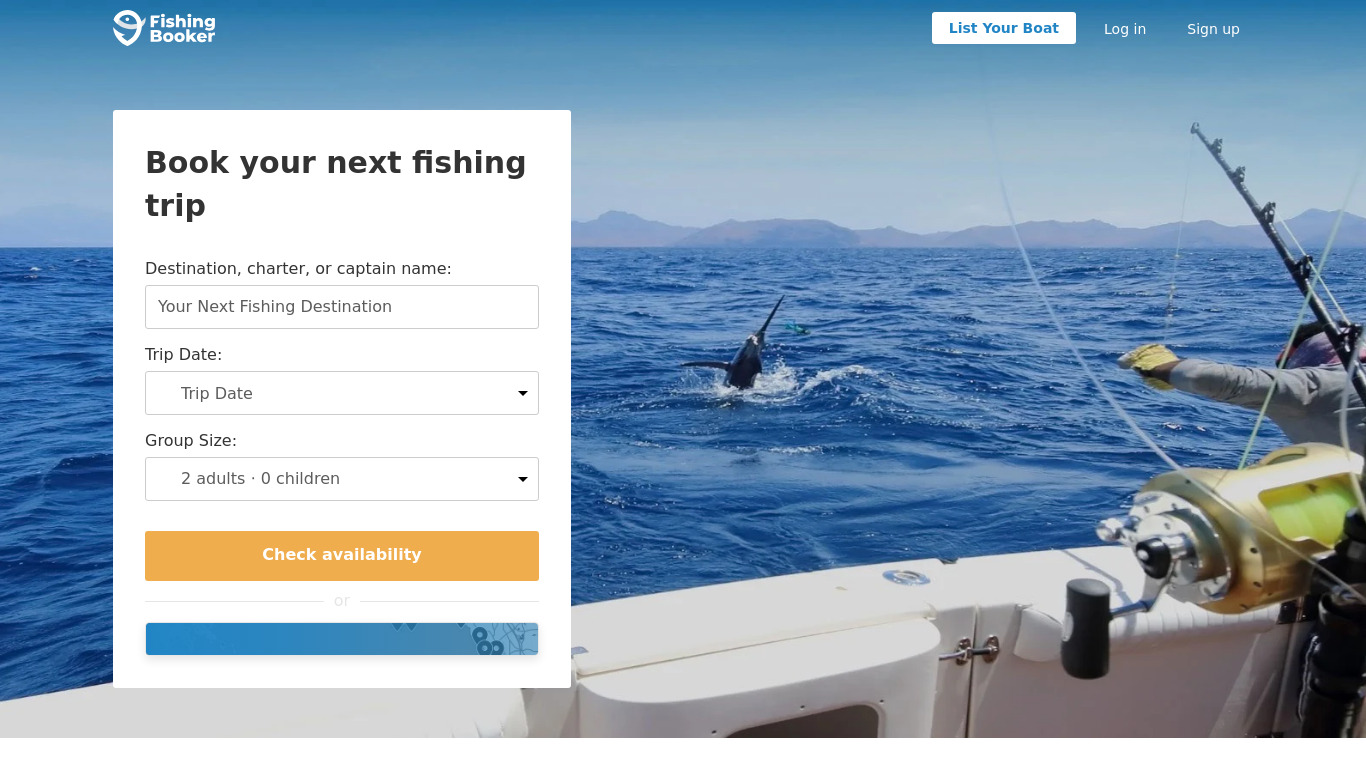 Fishing Booker Landing page