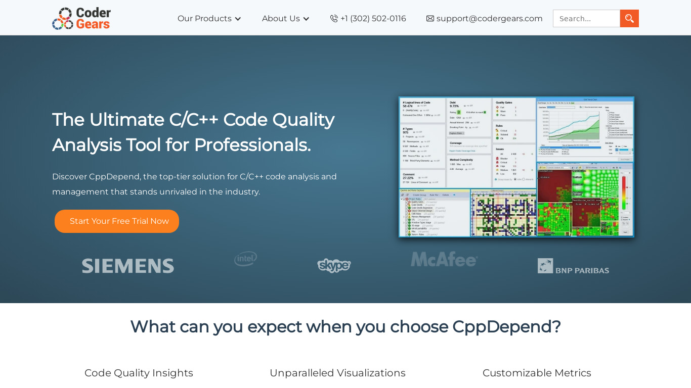 CppDepend Landing page