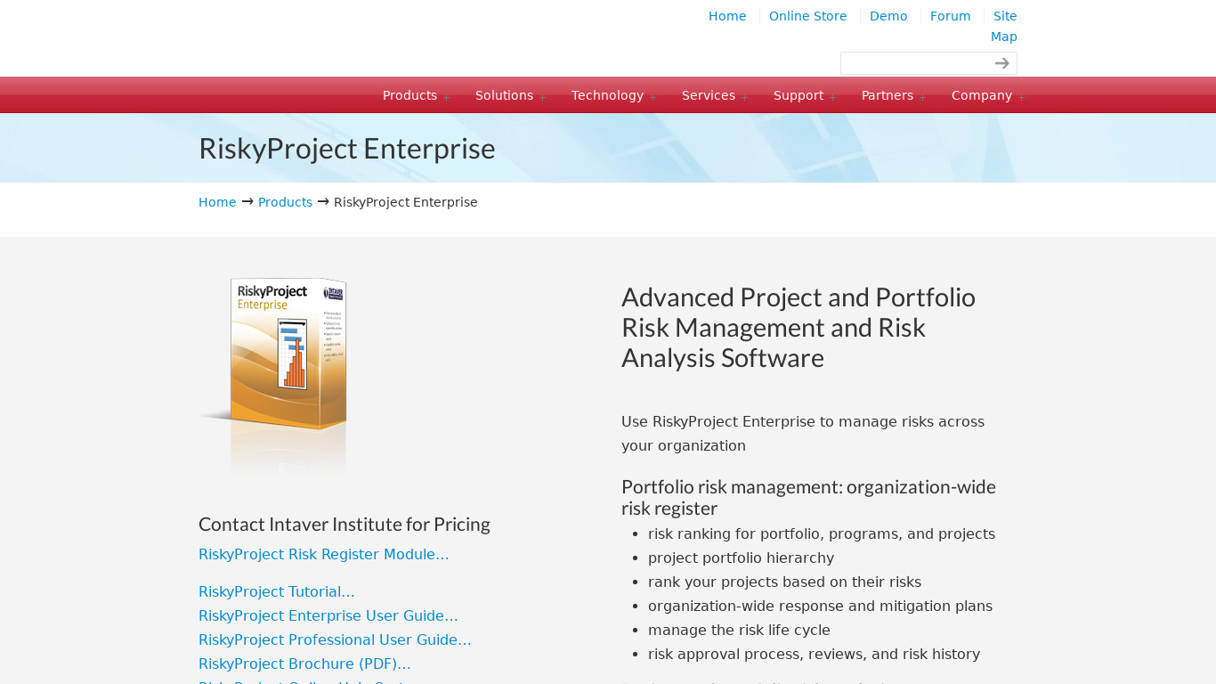 RiskyProject Landing page