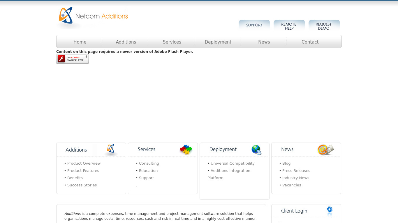 Netcom Additions Landing page