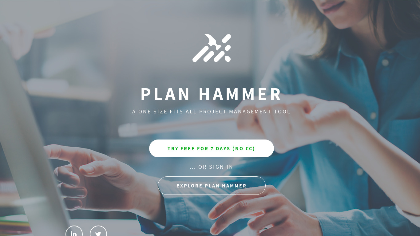 PlanHammer Landing page