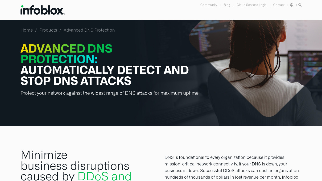 Advanced DNS Protection Landing page