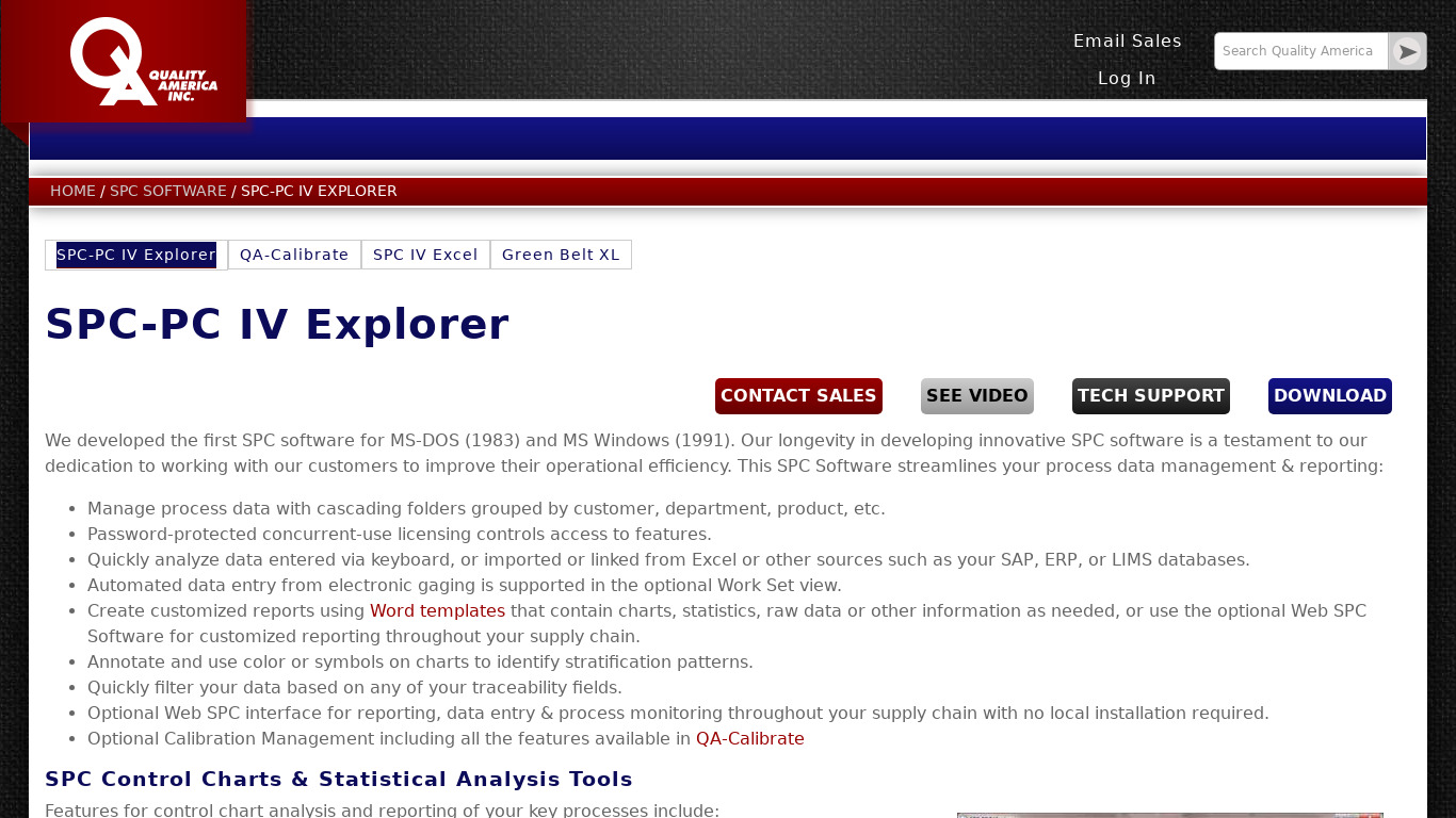 SPC-PC IV Explorer Landing page