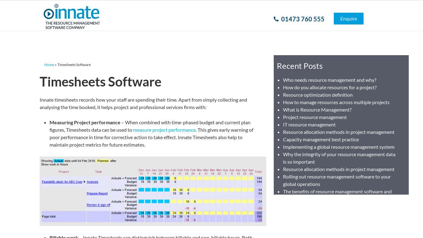 Innate Resource Manager Landing page