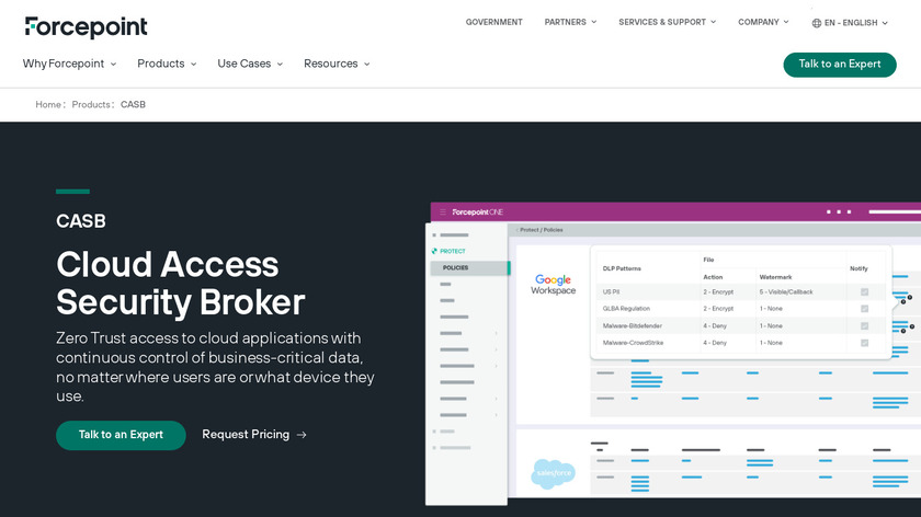 Forcepoint CASB Landing Page