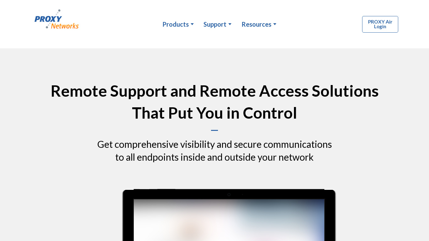 Remote Support Software Landing page