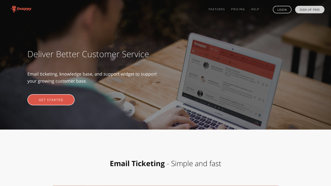 Snappy Helpdesk Landing page
