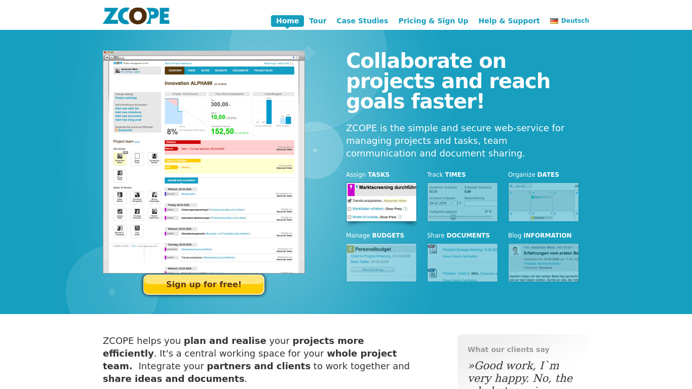 ZCOPE Landing page