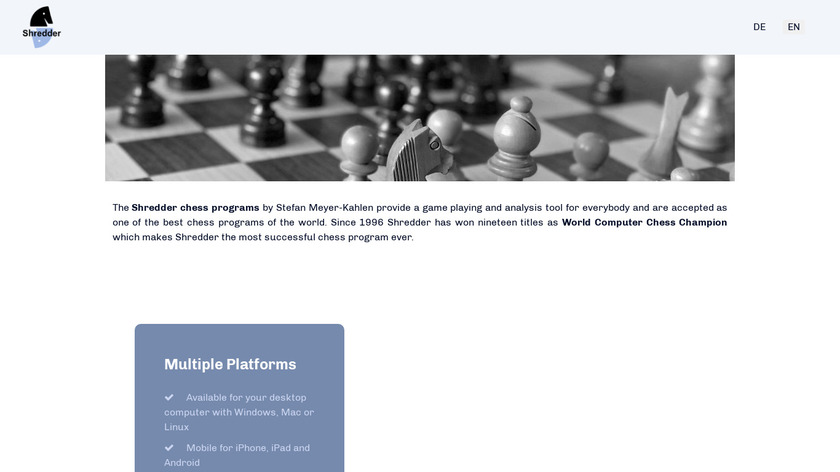 Shredder Chess Landing Page