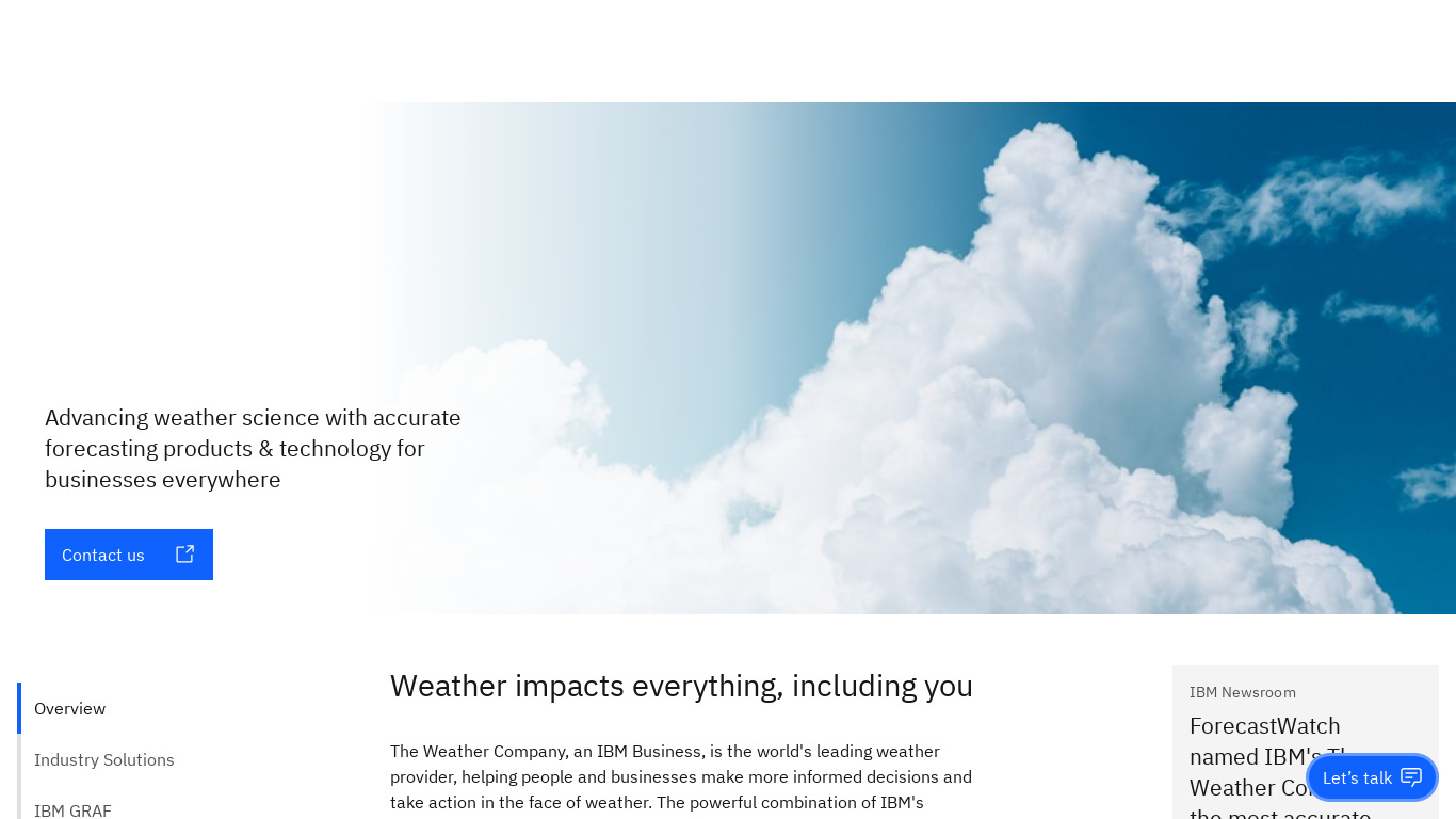 The Weather Company Landing page