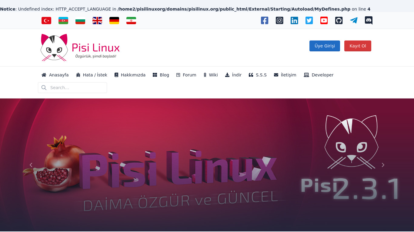 Pisi Linux Landing page