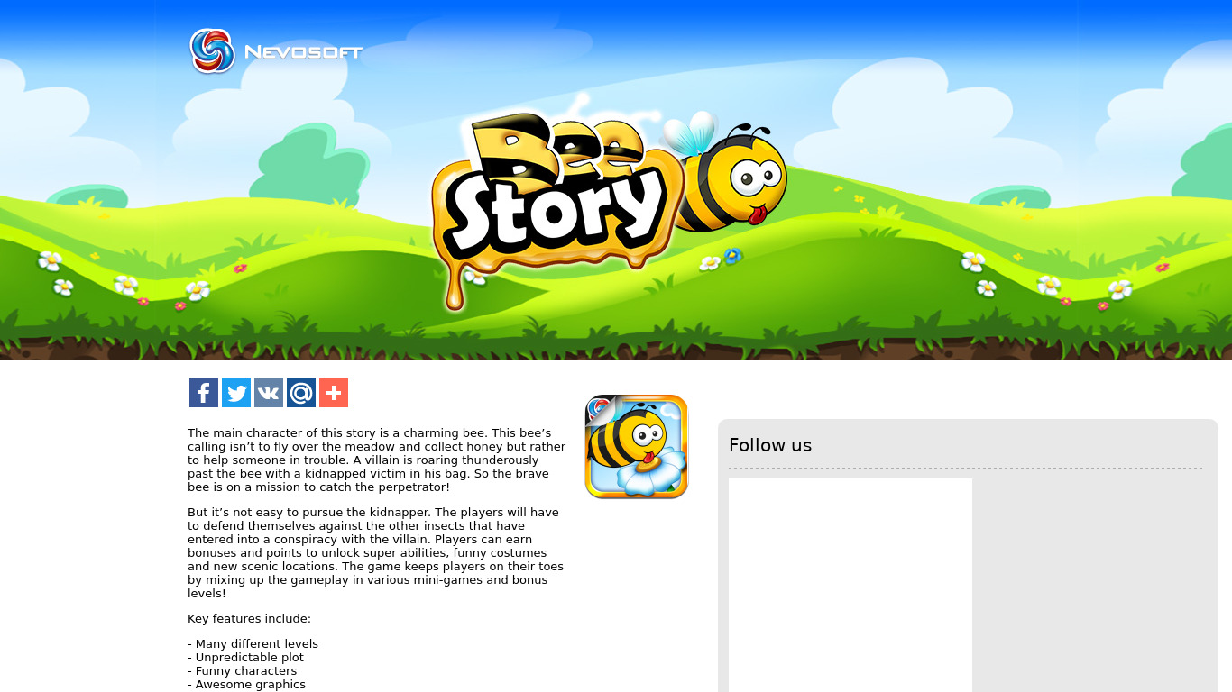 Bee Story Landing page