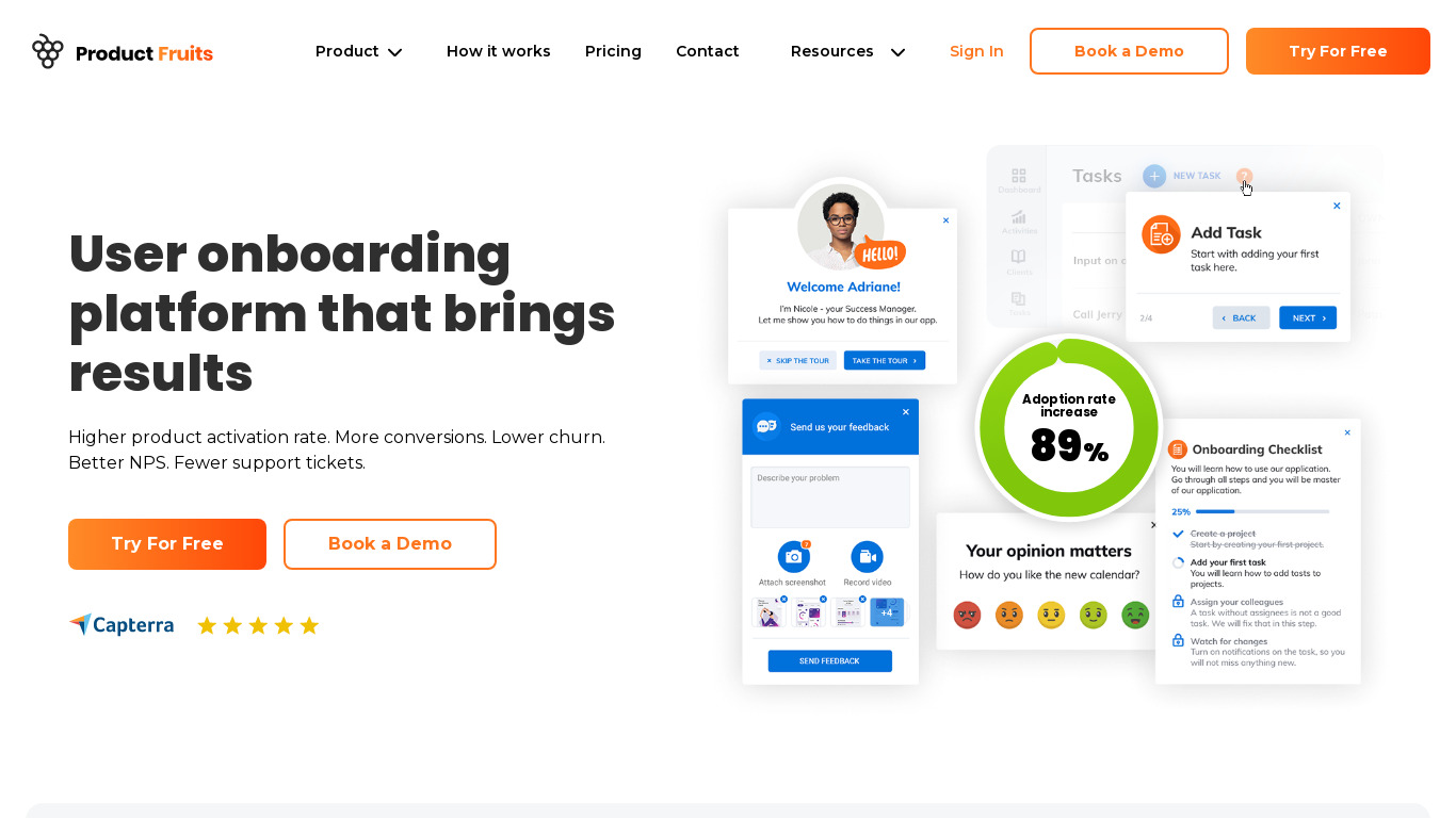 Product Fruits Landing page