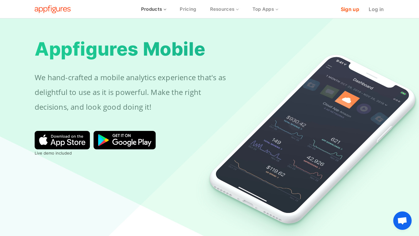 Appfigures for Android Landing page