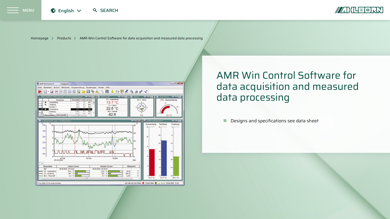 AMR Win Control Software Landing page