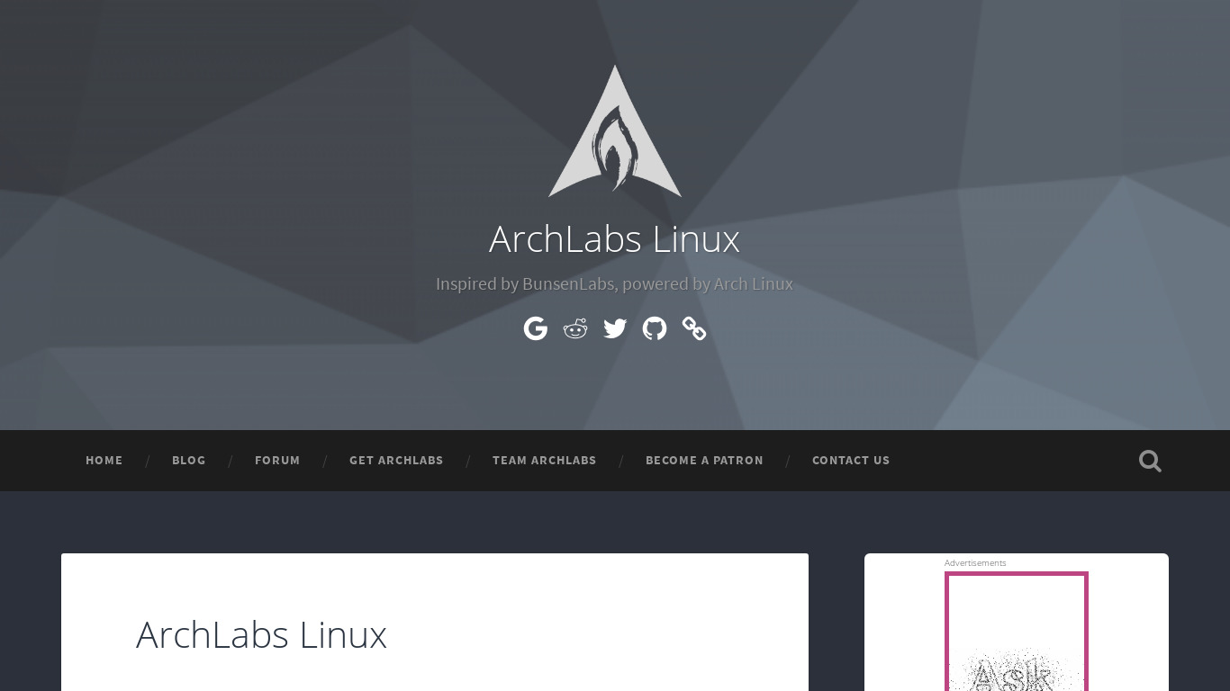 ArchLabs Linux Landing page
