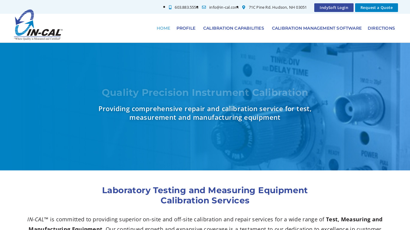 Info-Cal Landing page