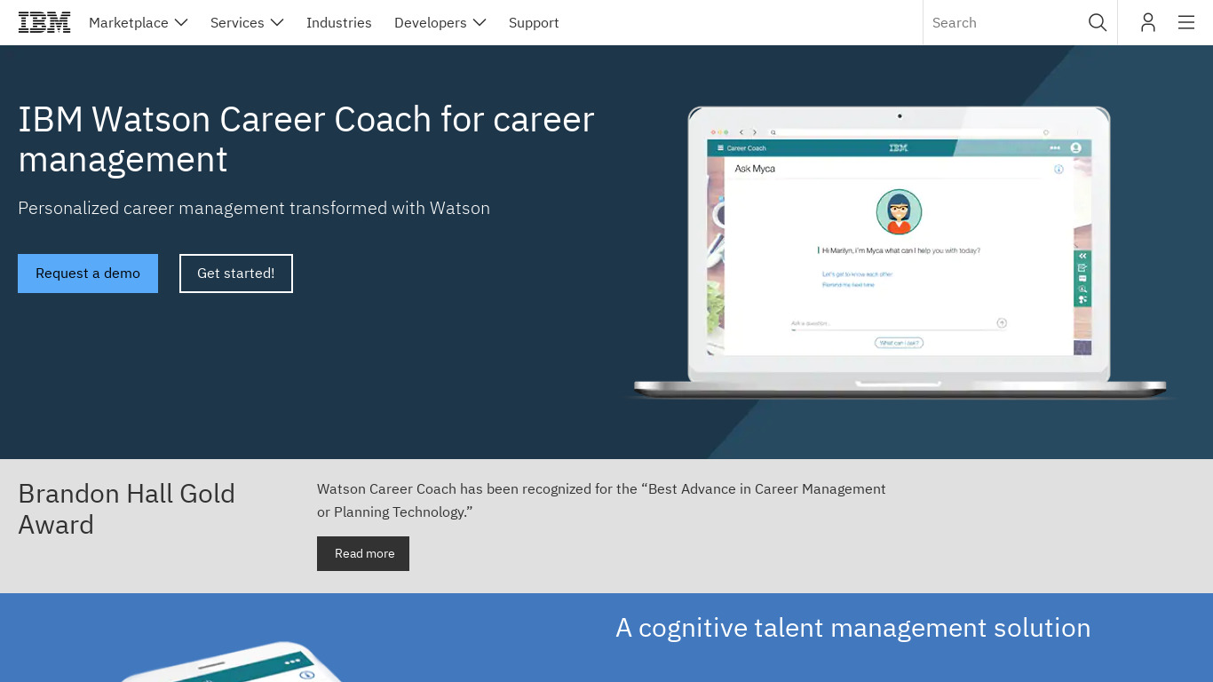 IBM Watson Career Coach Landing page
