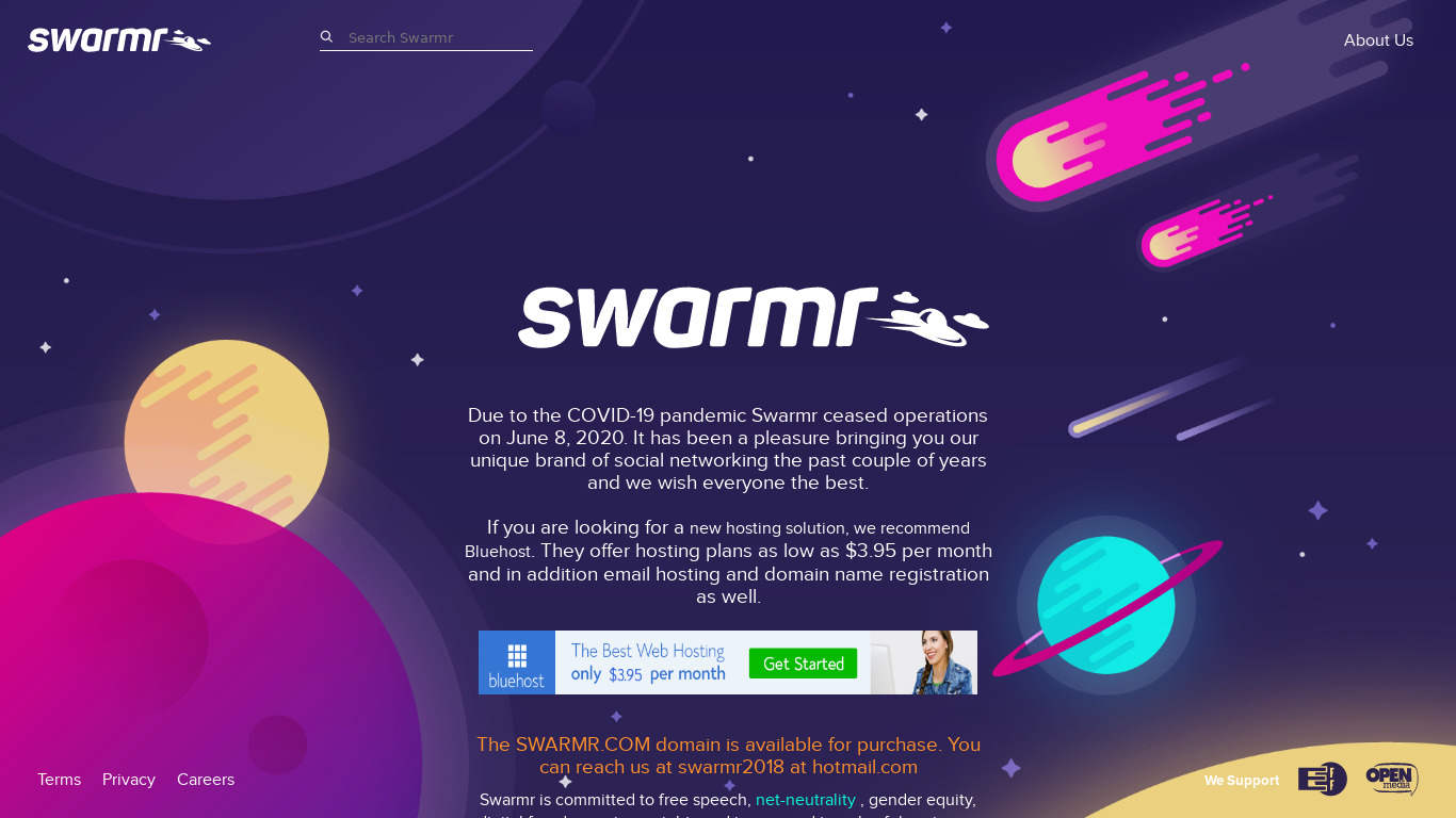 Swarmr Landing page