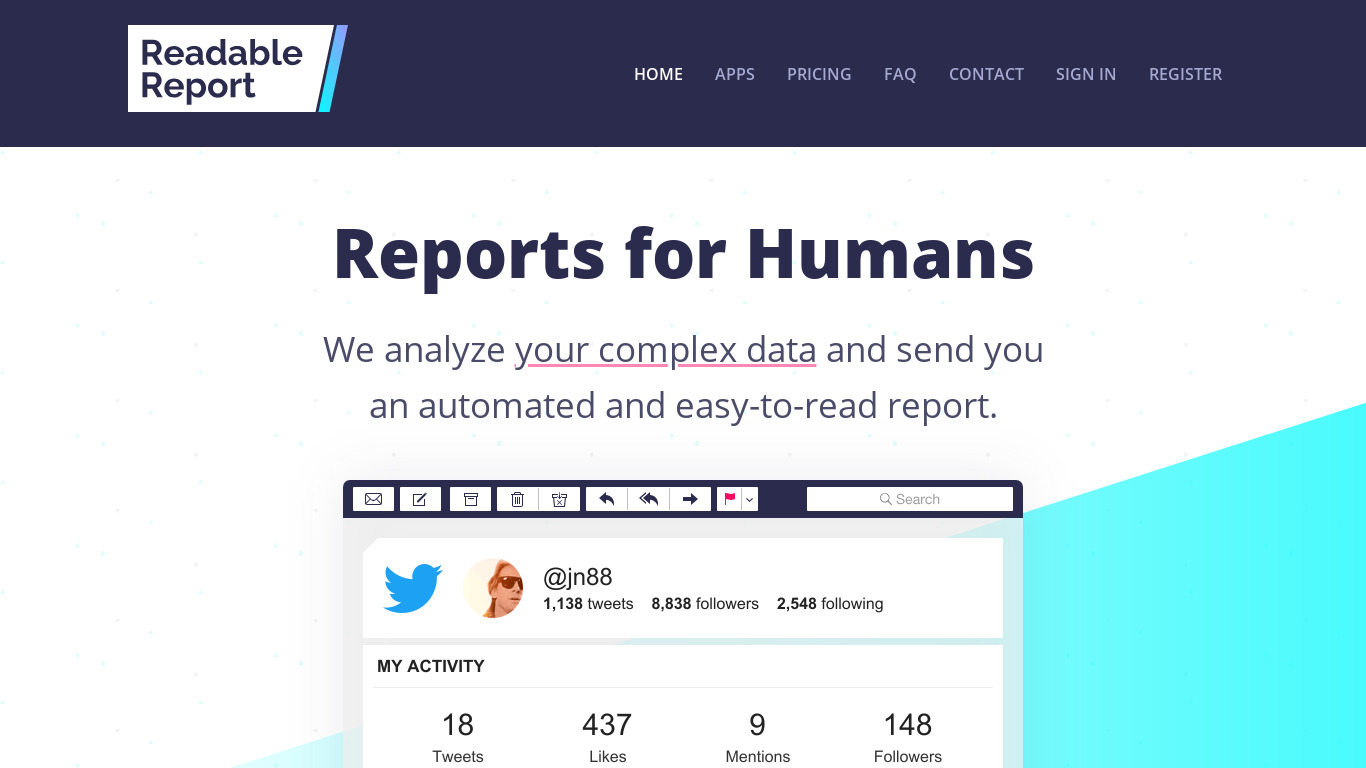 Readable Report Landing page
