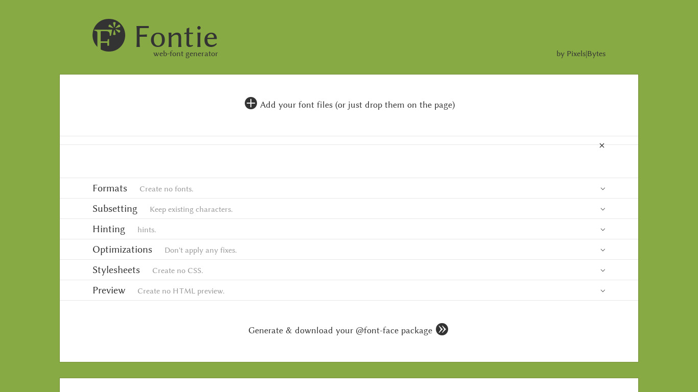 Fontie Landing page