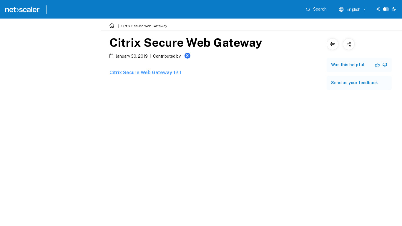 NetScaler Secure Web Gateway Landing page