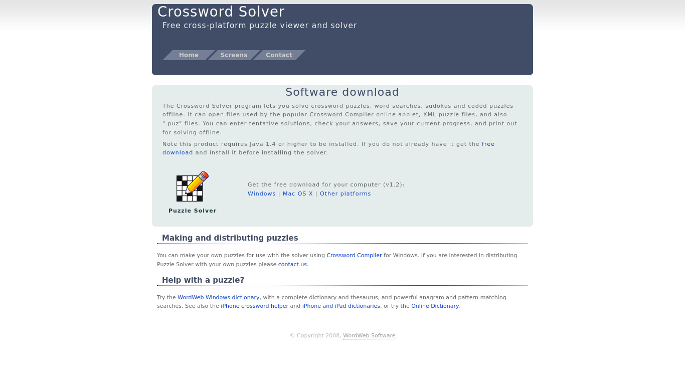 Crossword Solver Landing page