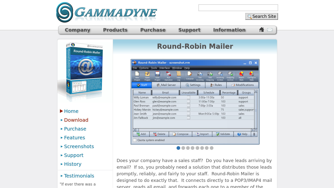 Round-Robin Mailer Landing page