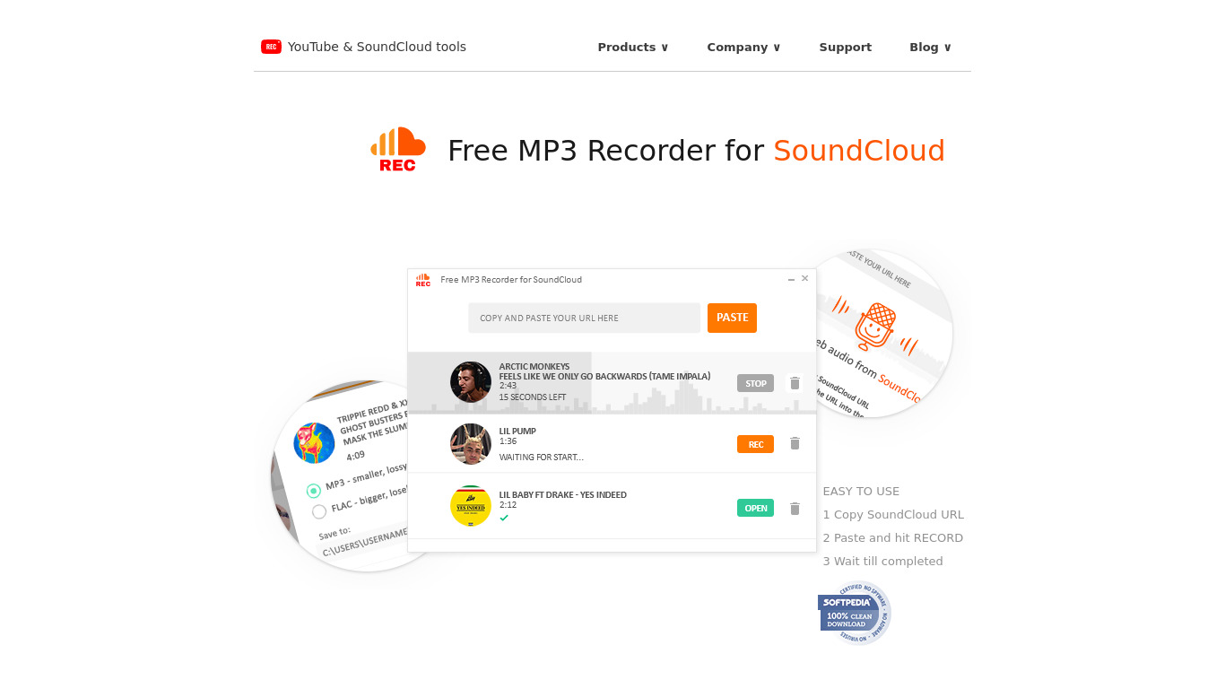 Free MP3 Recorder for SoundCloud Landing page