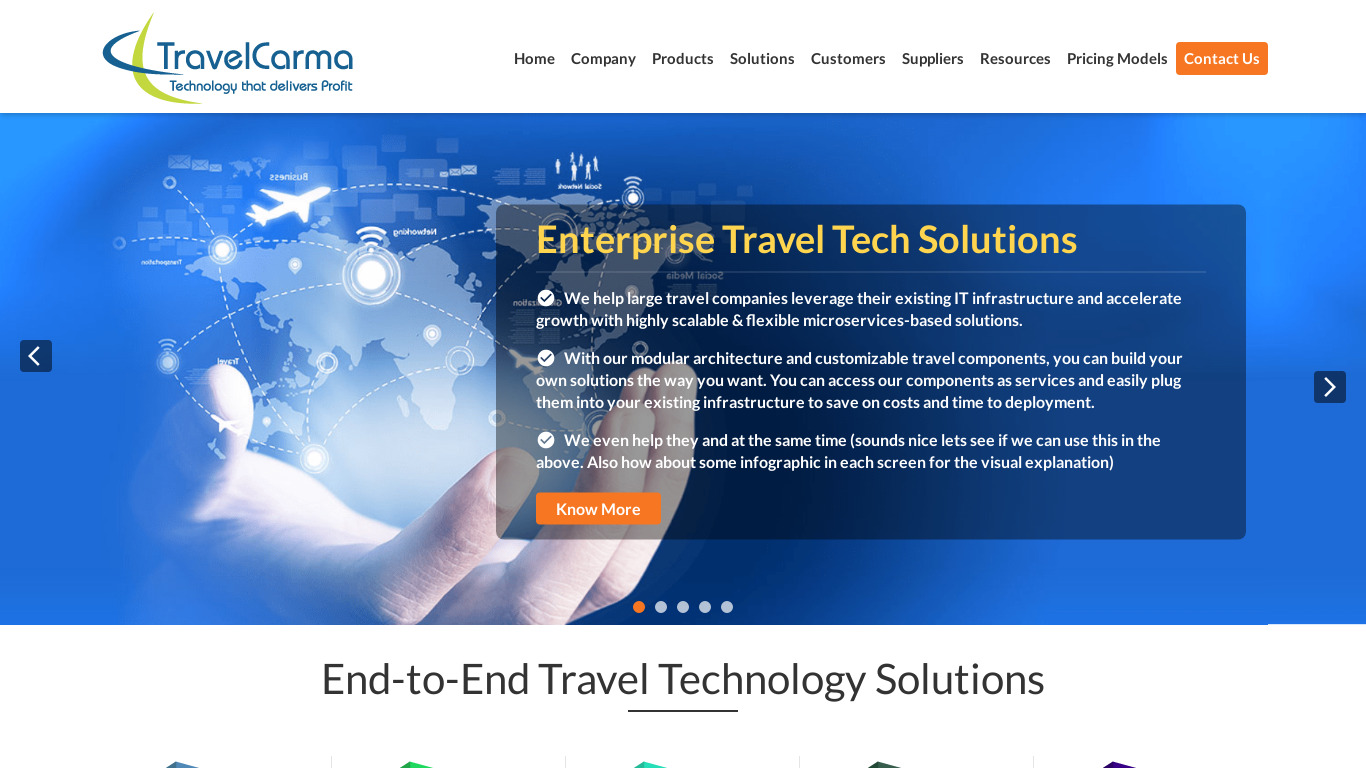 TravelCarma Corporate Self Booking Tool Landing page