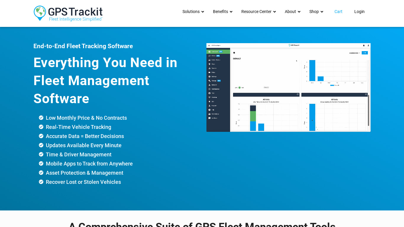 GPS Trackit Fleet Manager Landing page