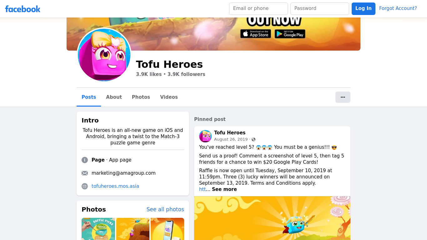 Tofu Heroes Landing page