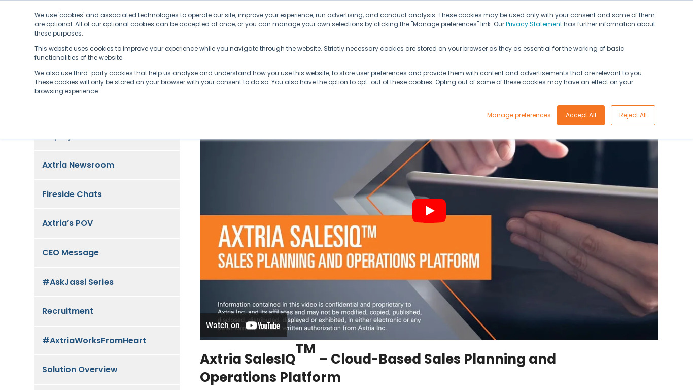 Axtria SalesIQ Landing page