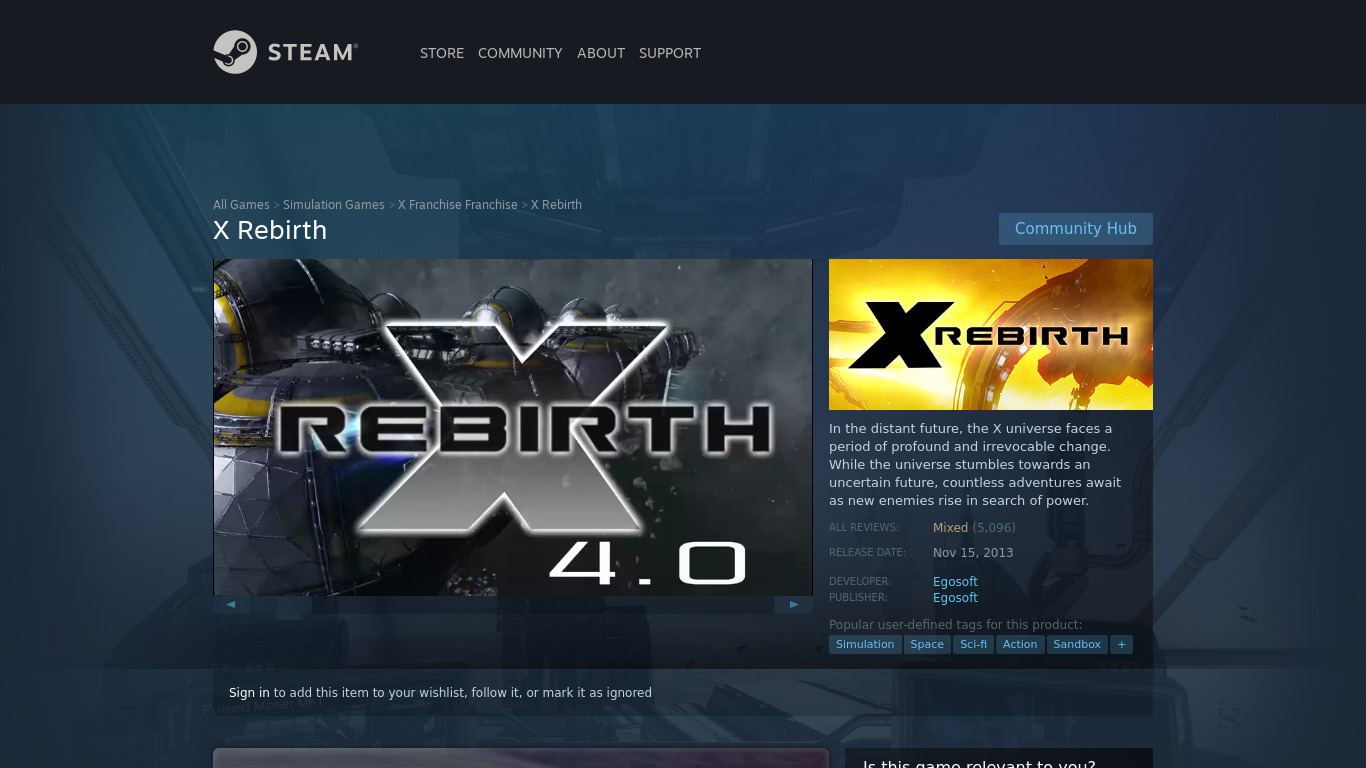 X Rebirth Landing page