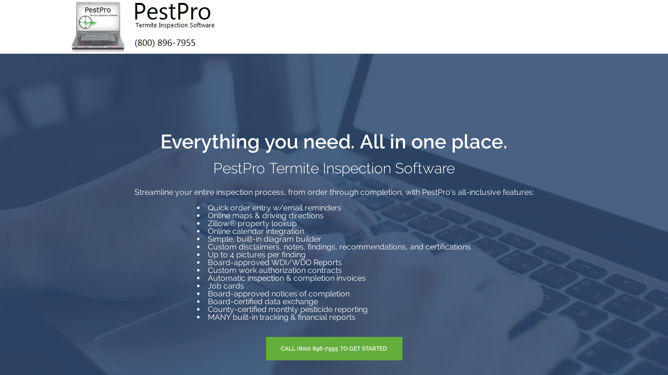 PestPro Termite Inspection Landing page