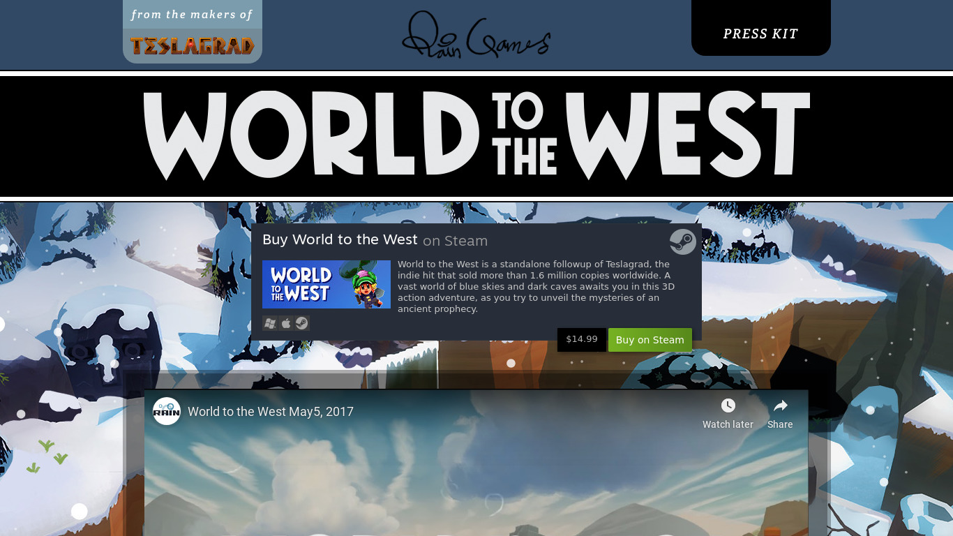 World to the West Landing page