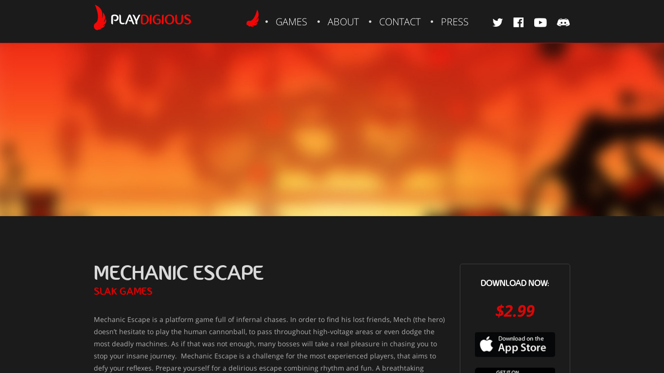 playdigious.com Mechanic Escape Landing page